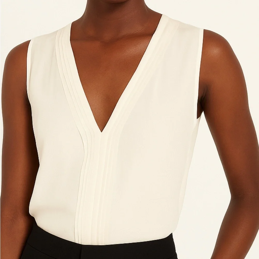 Silk Tank Bundle Alabaster Off White & Black Sleeveless Top Medium EUC by ECRU